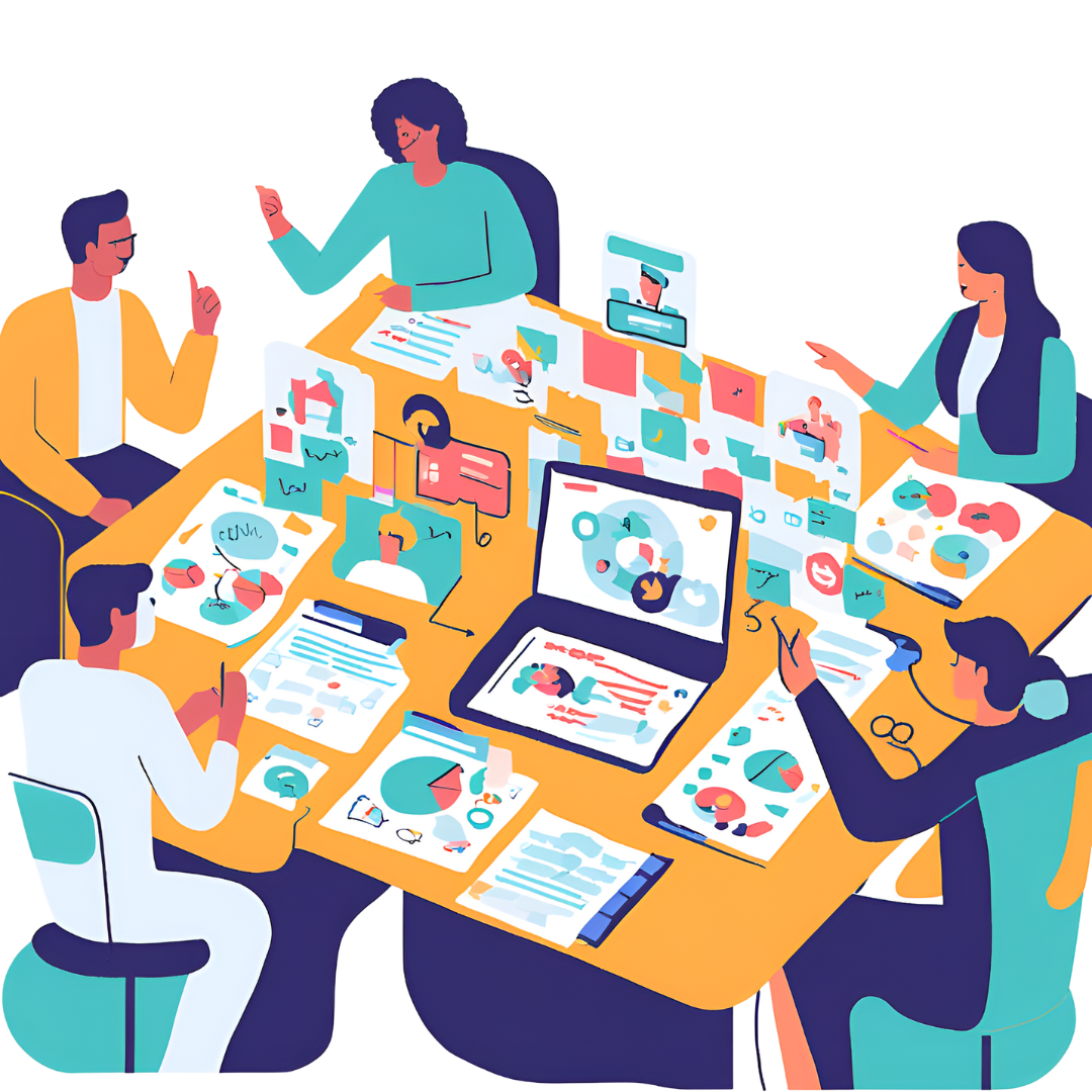 Digital marketing team analyzing data